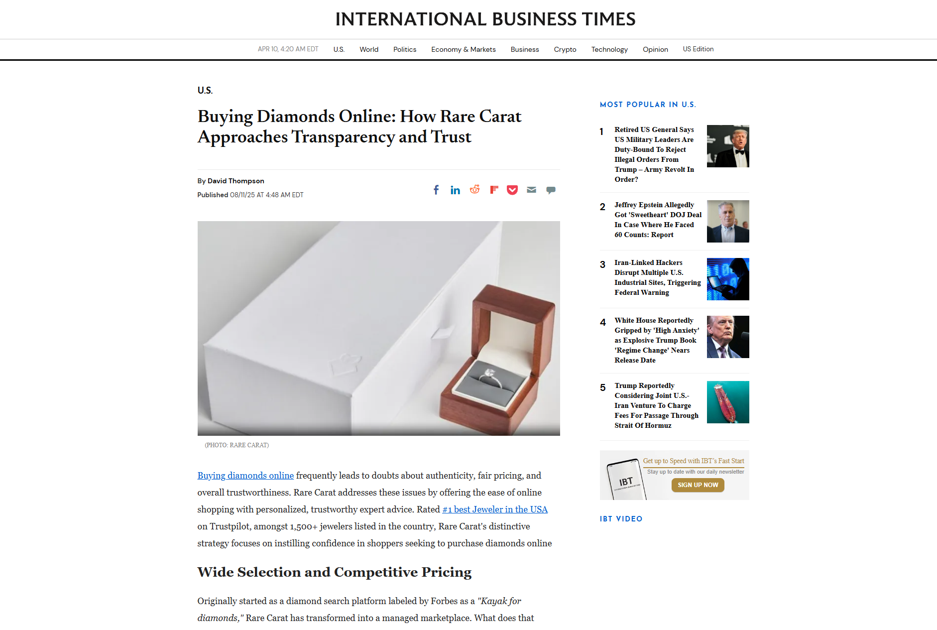 IBTimes editorial placement